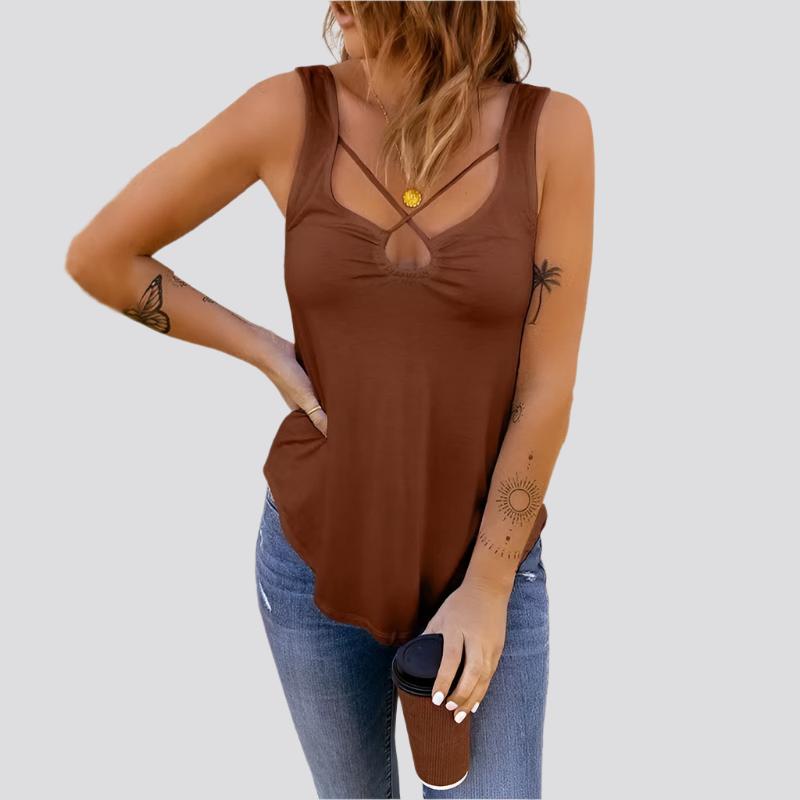 European And American Women's Clothing Cross Solid Color  Camisole Top Women