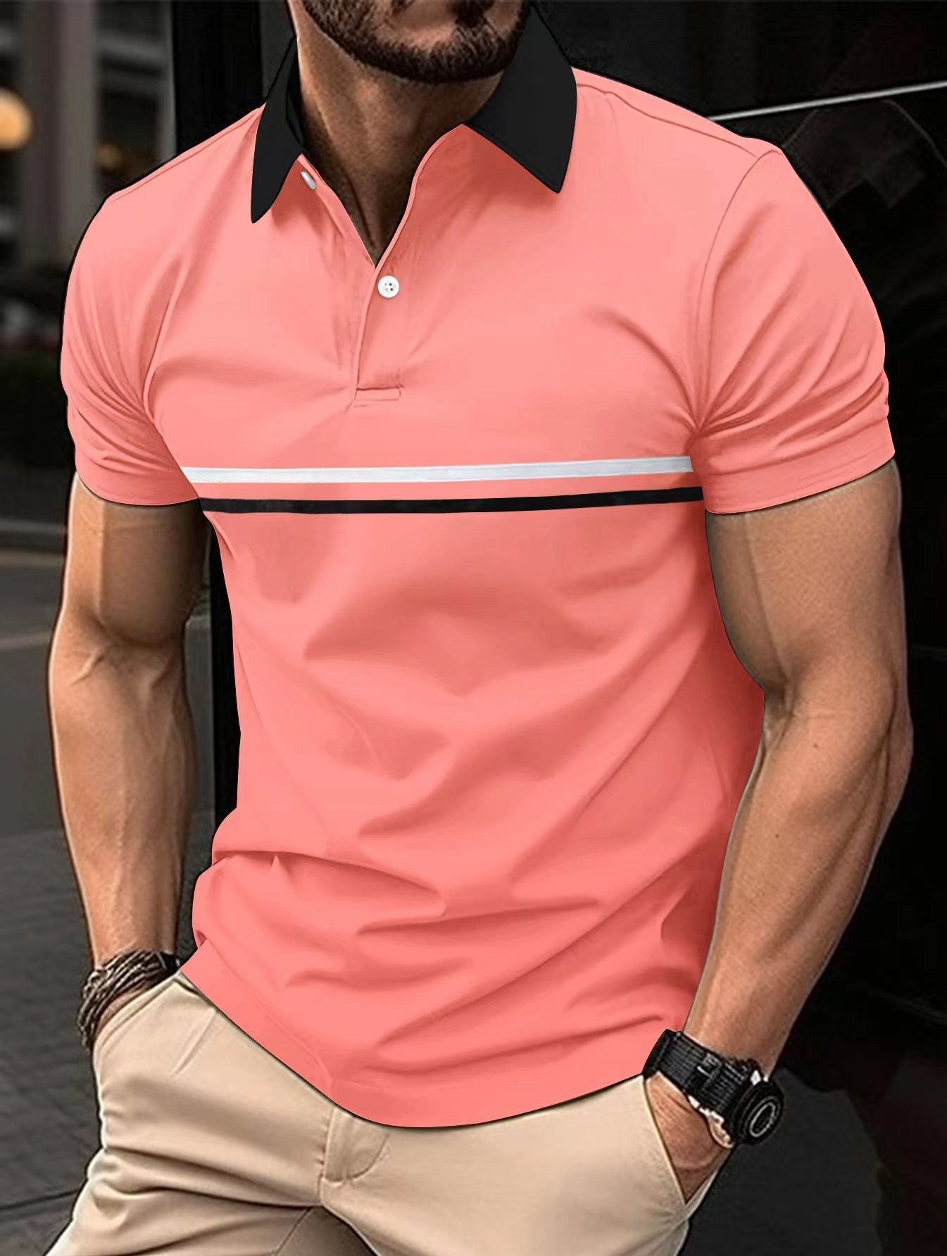 Polo Shirt Button Stitching Men's Sports