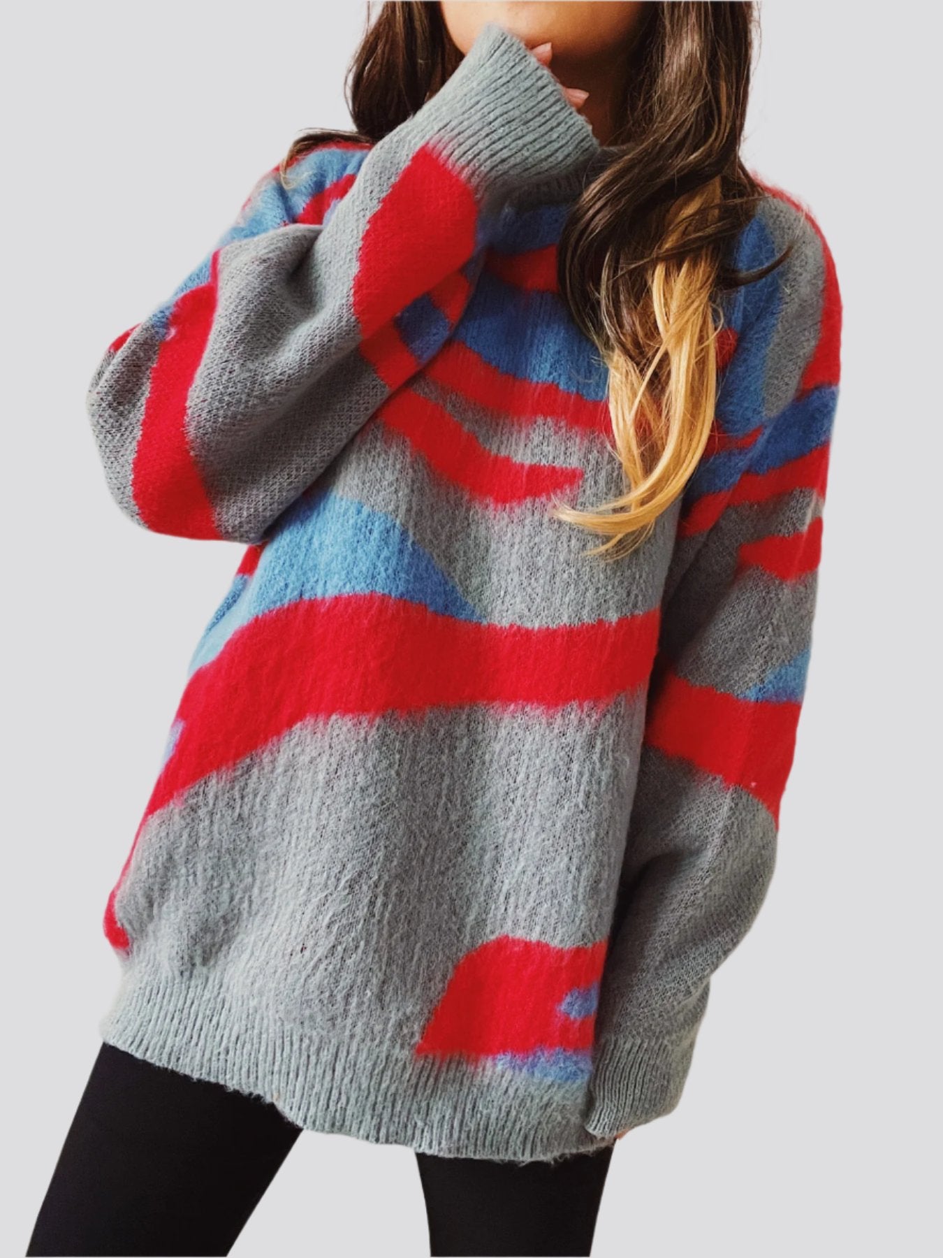 Women's Fashion Casual Irregular Striped Sweater