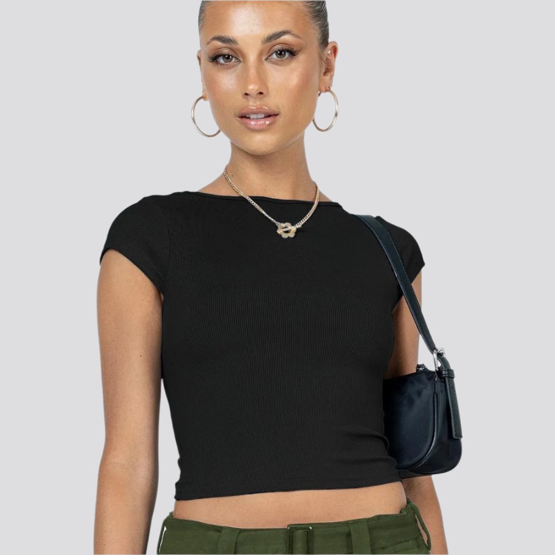 Summer Female Y2g Hollow Crop-top Short Sleeve T-shirt