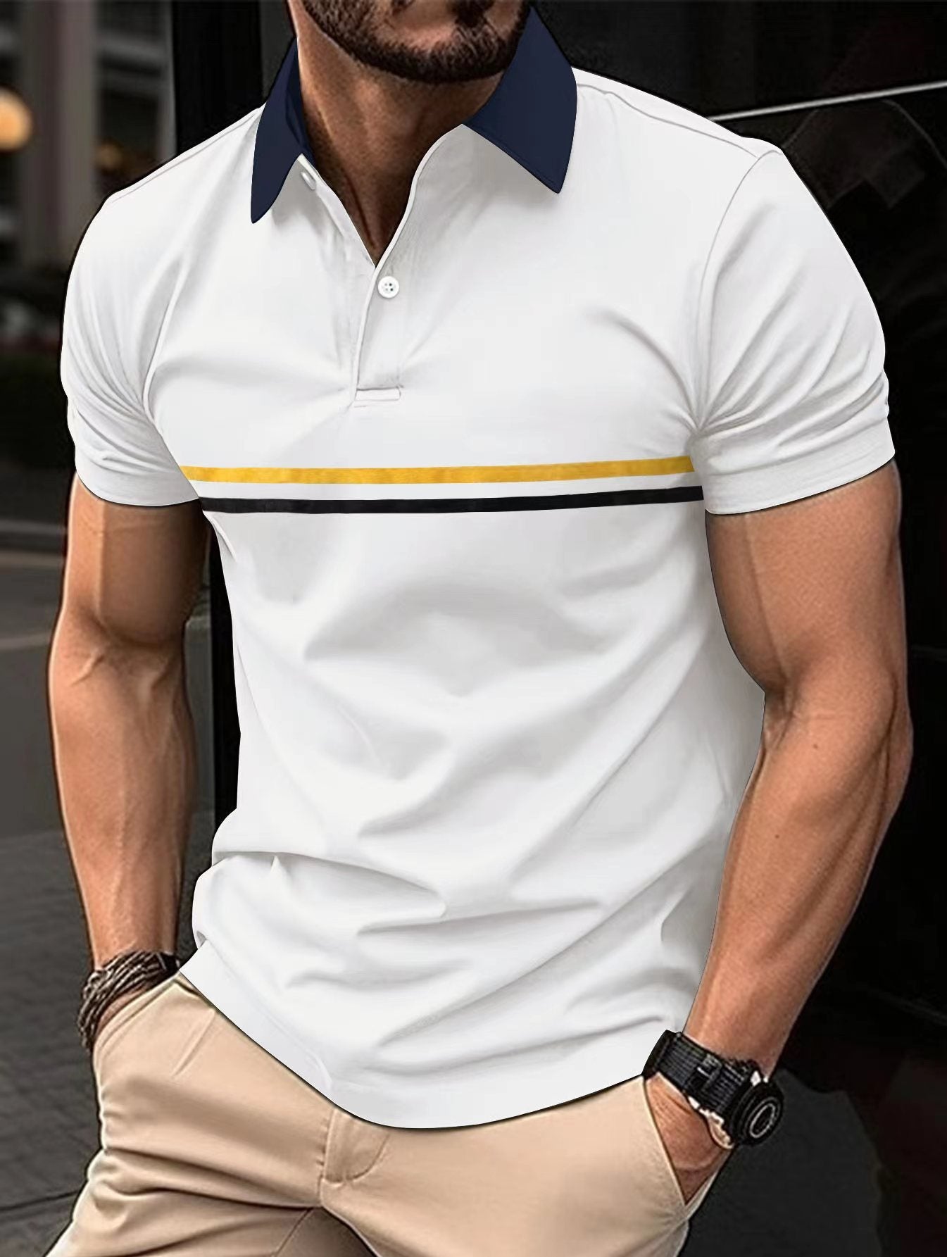 Polo Shirt Button Stitching Men's Sports