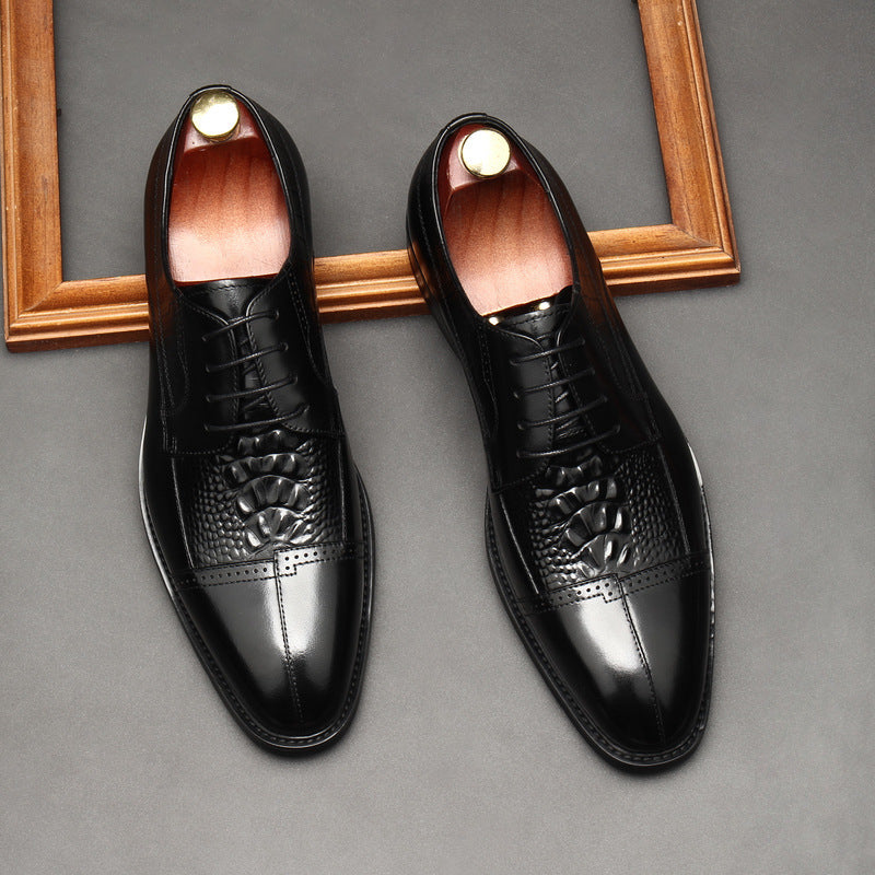 British Style Business Dress Stitching Leather Shoes