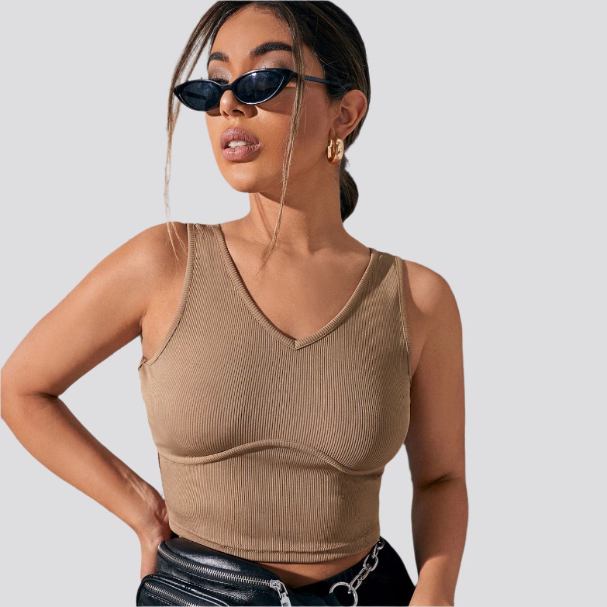 Tube Top V-Neck Camisole Cropped Crop Top