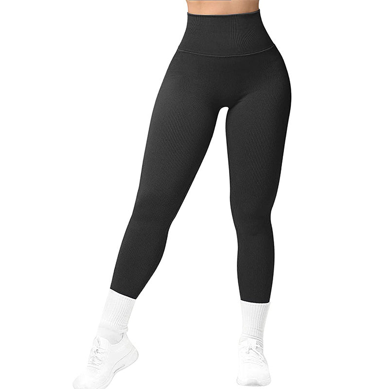 High Waist Seamless Leggings Threaded Knitted Fitness Pants Solid Women's Slimming Sports Yoga Pants Elastic Running Sport Leggings