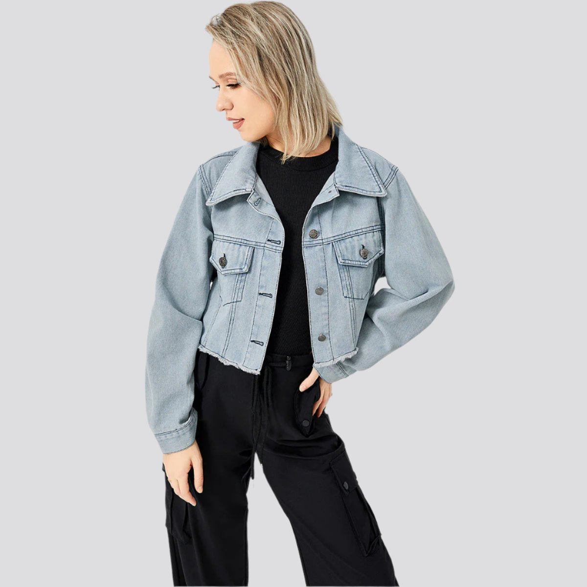 The Raw Edge Design Is Retro And Loose With A Soft Denim Jacket