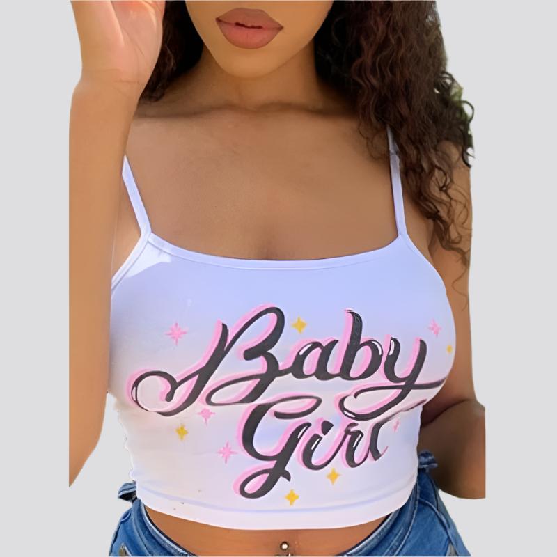 Sweet Baby Girl Starry Crop Tank Top For Women