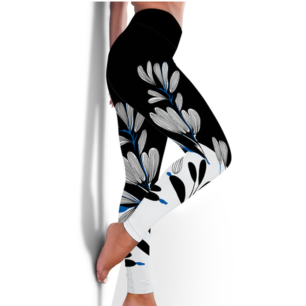 Printed Floral Butterfly Leggings High Waist Slim Yoga Pants Leggings