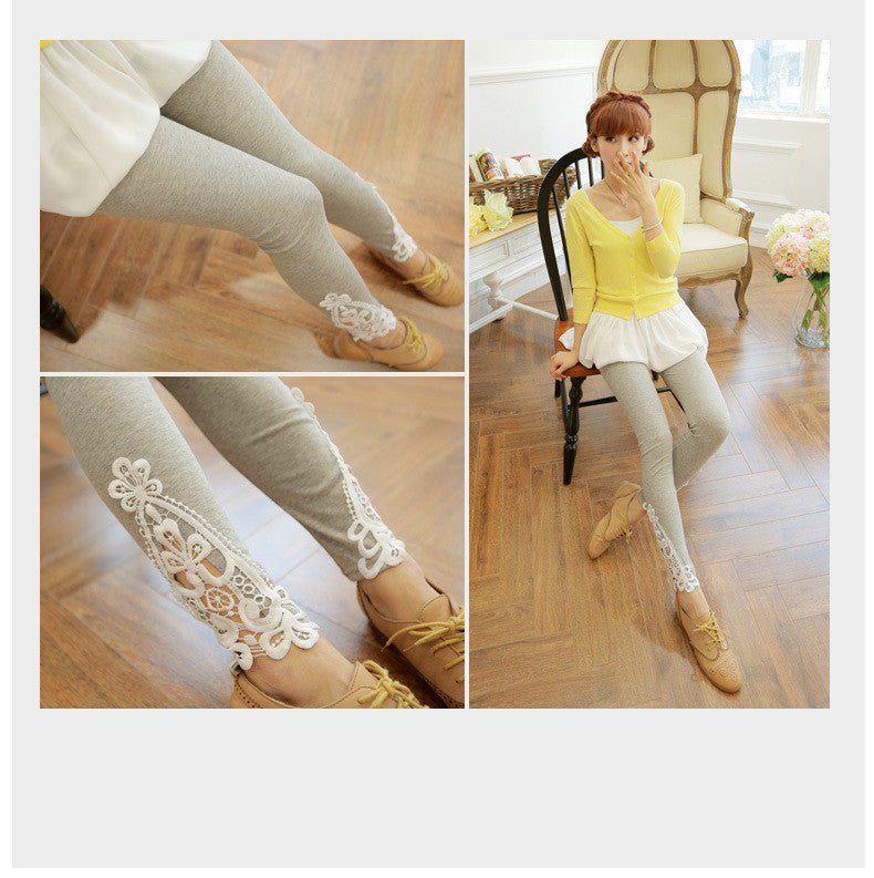 Triangular Side Lace Carving Slimming Leggings