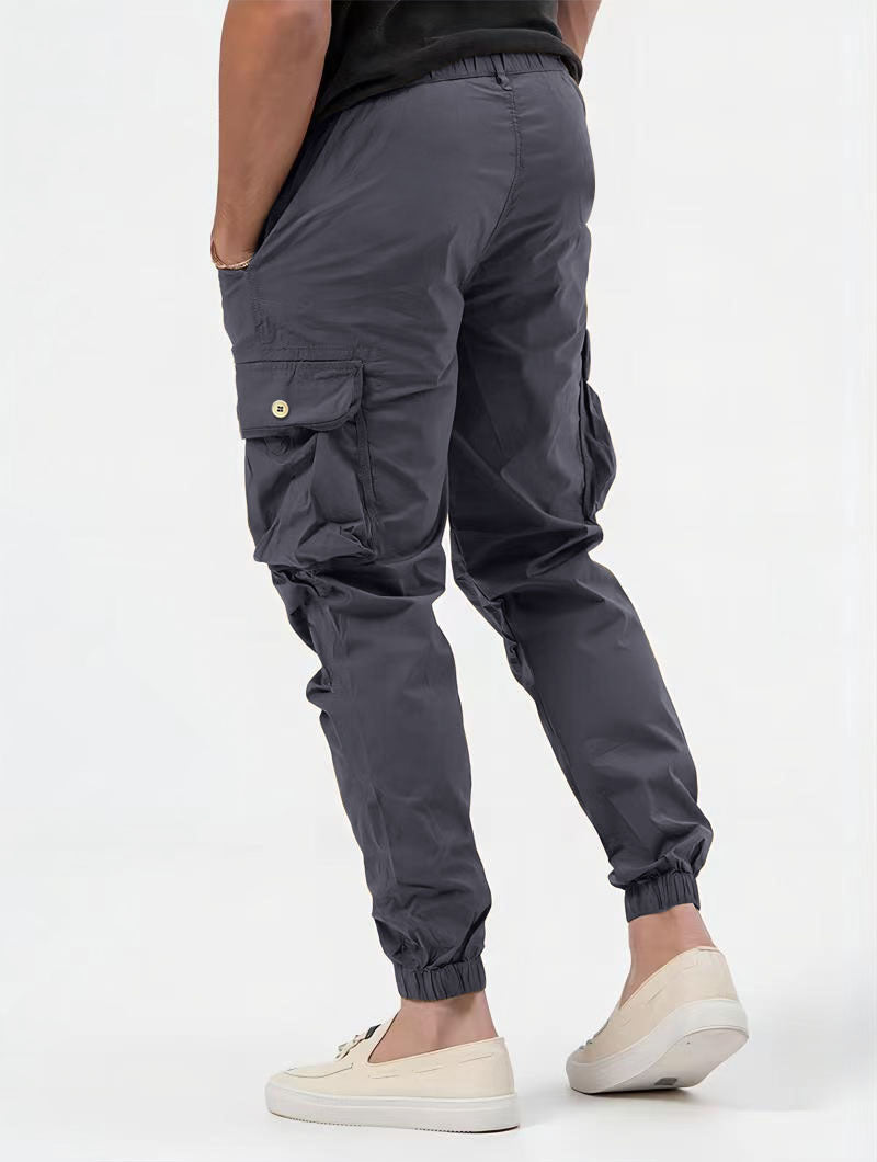 Men's Cargo Trousers With Three-dimensional Pockets Solid Color Casual Pants