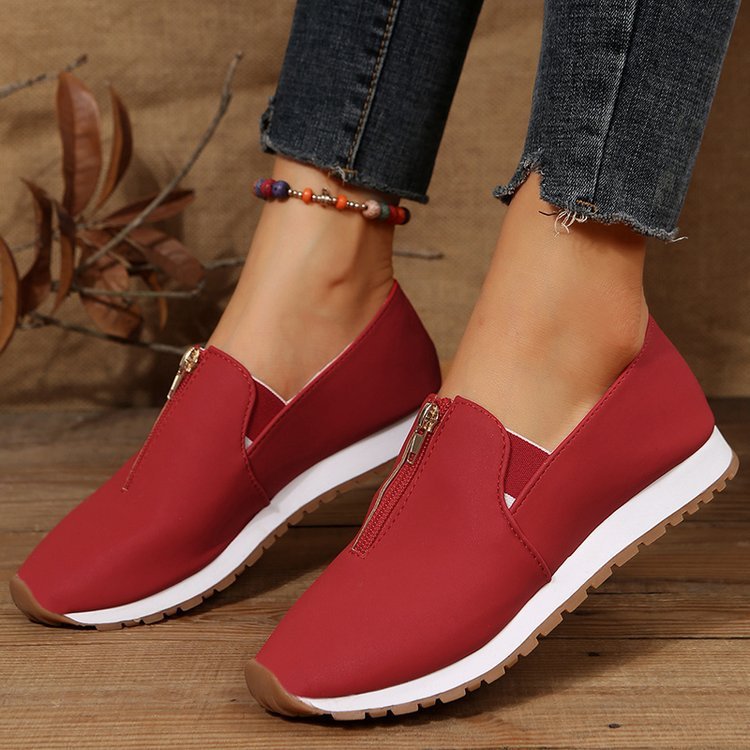 Zip Flats Shoes Comfortable Non Slip Loafers Women