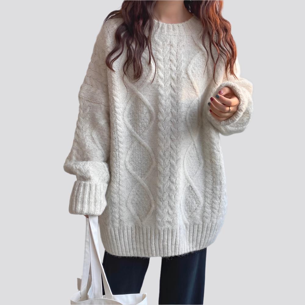 Mohair Sweater For Women For Autumn And Winter Outer Wear Thickened Loose Cozy Style Pullover Mid-length Twist Knitted Sweater