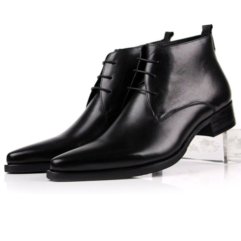 Lace Up Business Short Boots High Top Shoes For Men