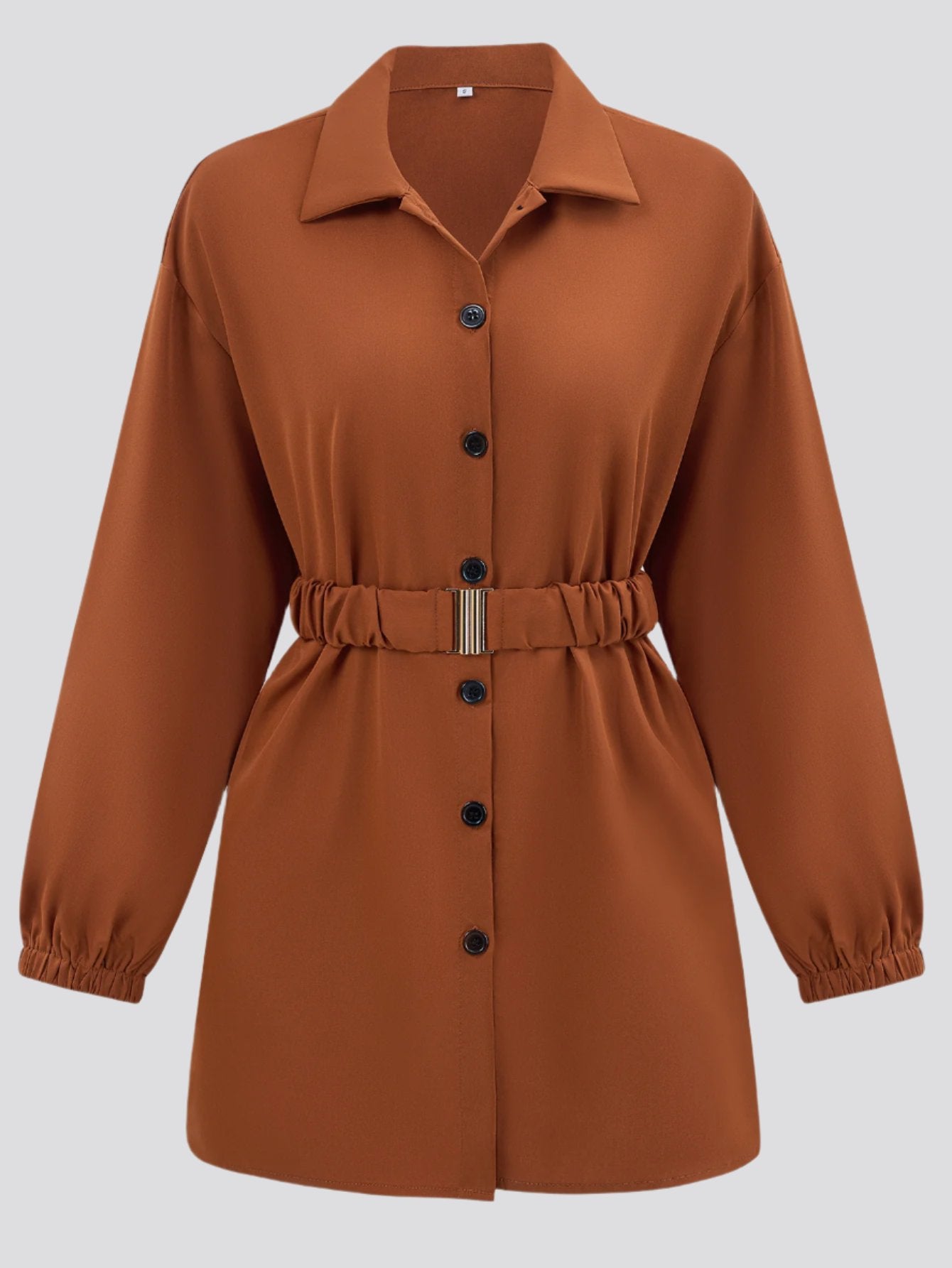 Single Breasted Belt Shirt Coat Women