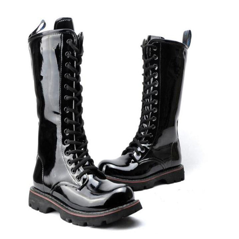 Long Patent Leather High-top Martin Boots Fashion Men