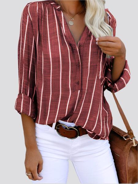 Simple And Fashionable Printed Striped Shirt For Women