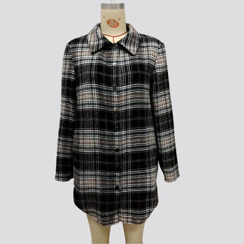 Women's Loose Casual Plush Plaid Shirt Jacket