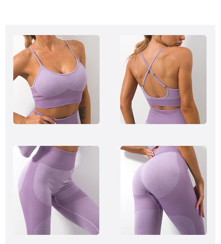 Sports Sling Bra High Elastic Tight Fitness Pants Suit Women