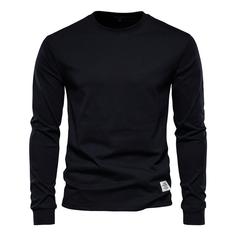 Men's Solid Color Round Neck Long-sleeved Top T-shirt