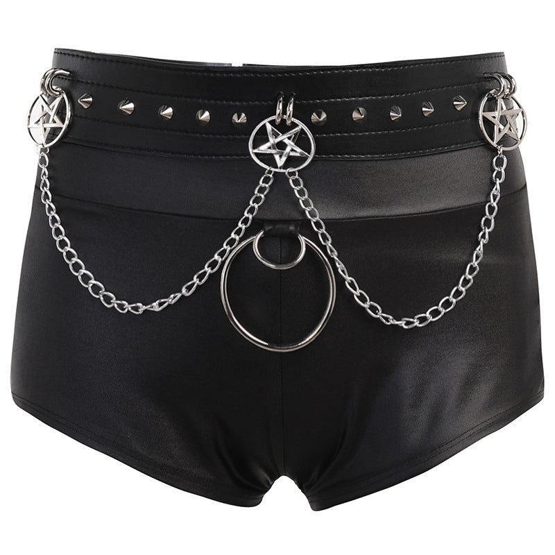 High Street Babes Goth Skinny PU Faux Leather Shorts