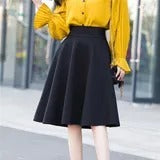 New All-match Umbrella High Waist Mid-length Skirt