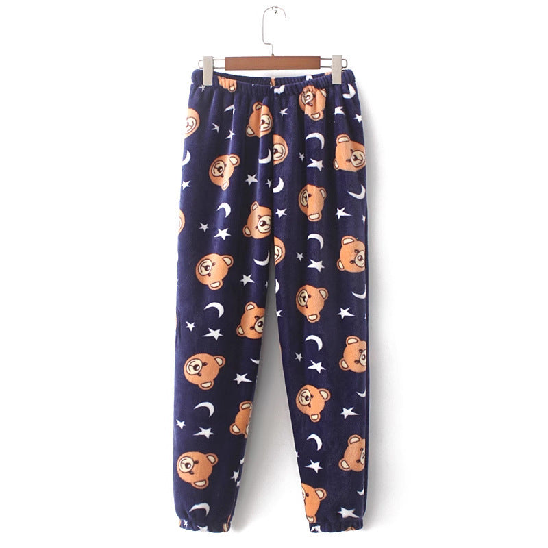 Autumn And Winter Pajama Fairy Warm Flannel Trousers Coral Fleece Homewear Pants