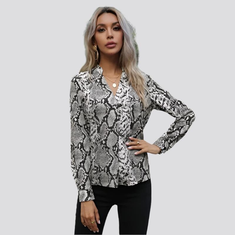 Leopard Print Shirts Long Sleeve Lapel Pattern Shirts Women's