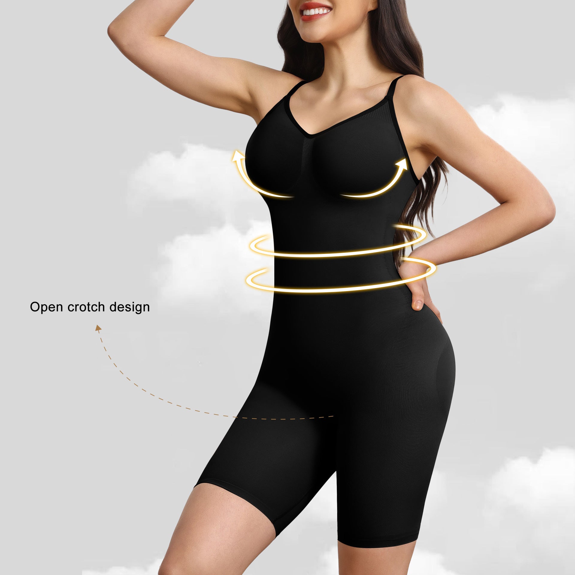 Women's Bodybuilding Shapewear Hip Lifting And Waist-slimming Open-end One-piece Underwear