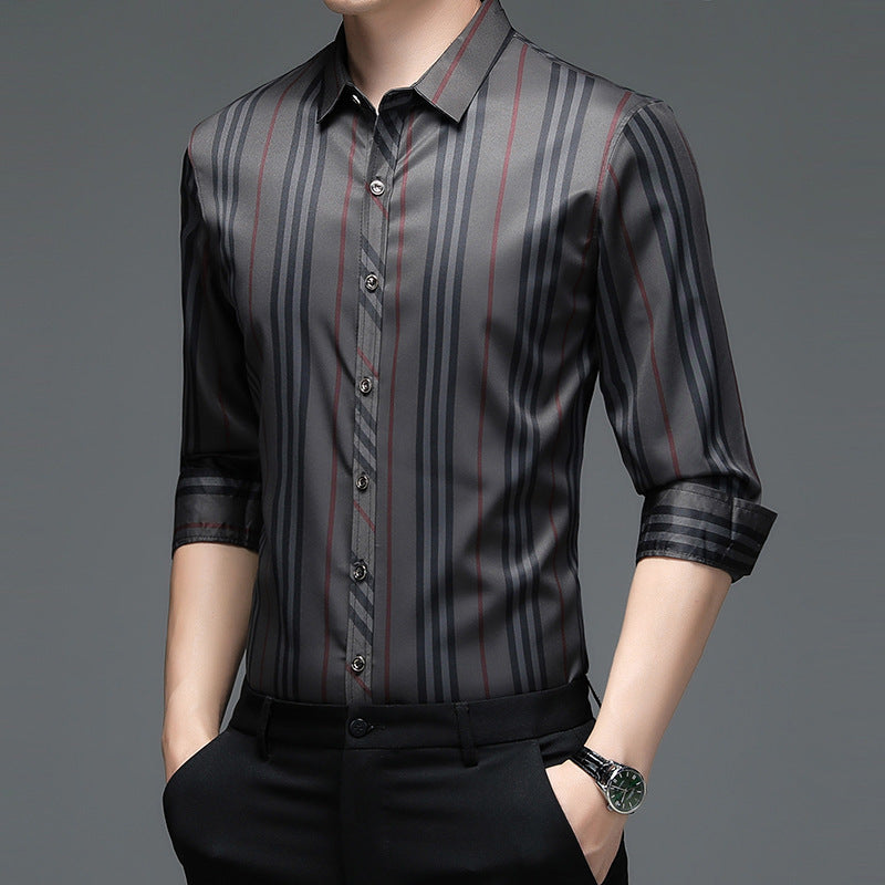 Men's Shirts Long Sleeve Business Casual Stripes