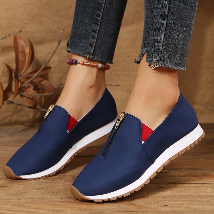 Zip Flats Shoes Comfortable Non Slip Loafers Women