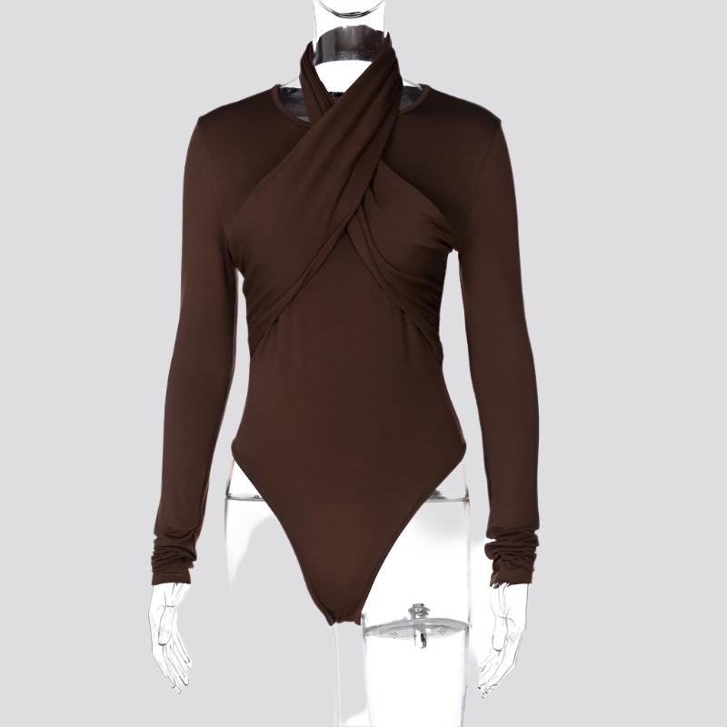 Hang Neck Long Sleeves Over Western Style Slim Onesie