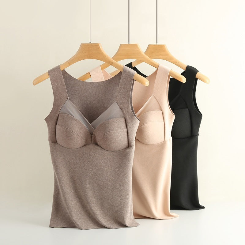 New De Rong Thermal Integrated Tank Top Wearless Bra