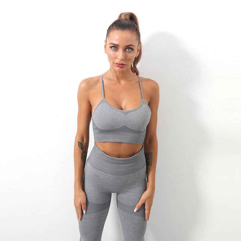 Sports Sling Bra High Elastic Tight Fitness Pants Suit Women