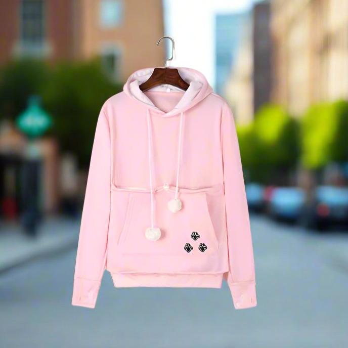 Cute Hoodies Pullover Sweatshirts With Pet Pocket For Cat Clothes Winter Women