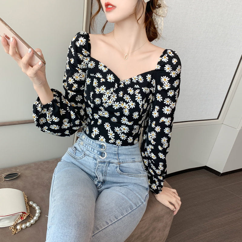 Top Female Floral Chiffon Shirt Design Sense A Small