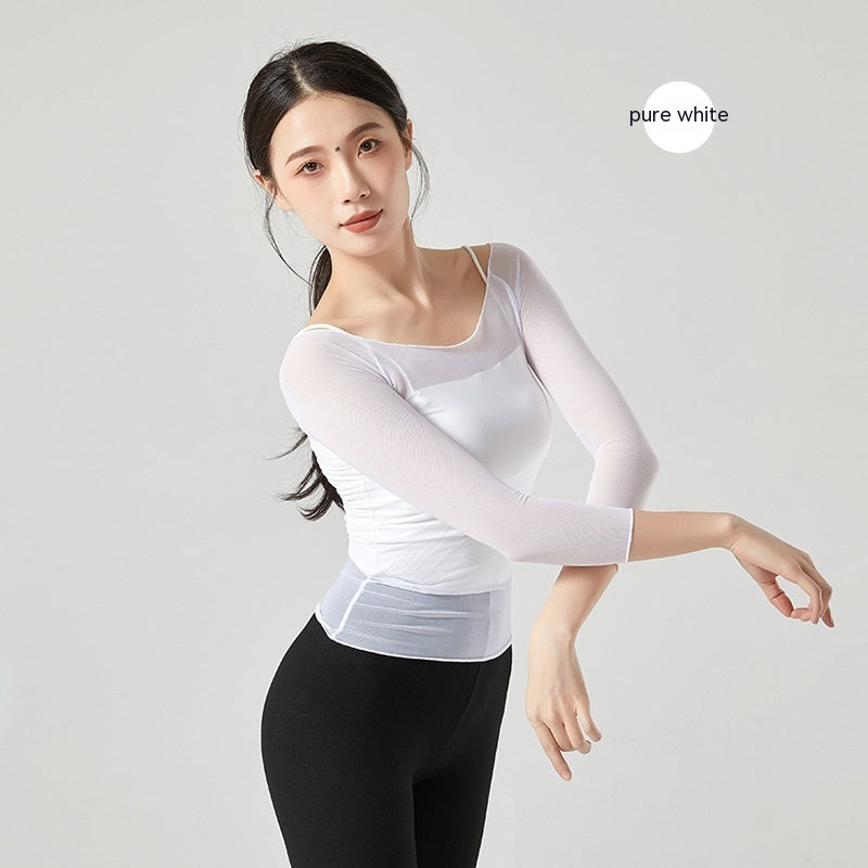 Dancing Dress Mesh Top For Women Ballet Practice Clothes Gym Outfit Shapewear Outer Wear Gauze Clothes