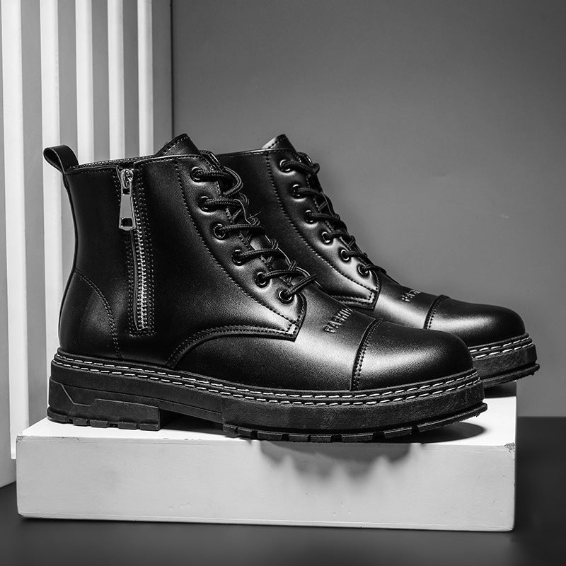 Side Zipper British Style Letters Men Boots