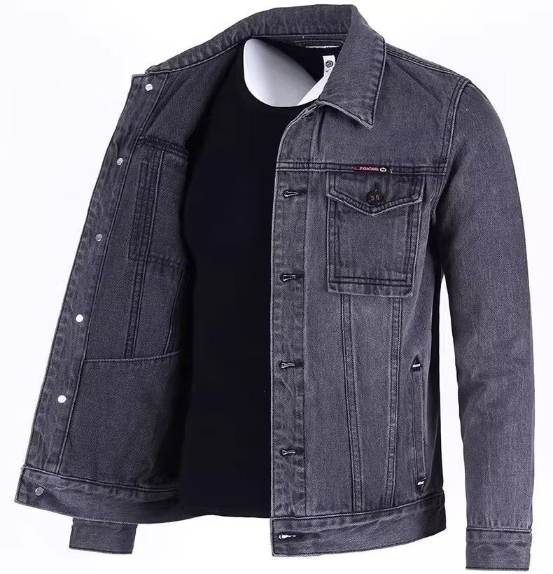 Men's Loose-fitting Workwear Jacket Lapel Denim Jacket