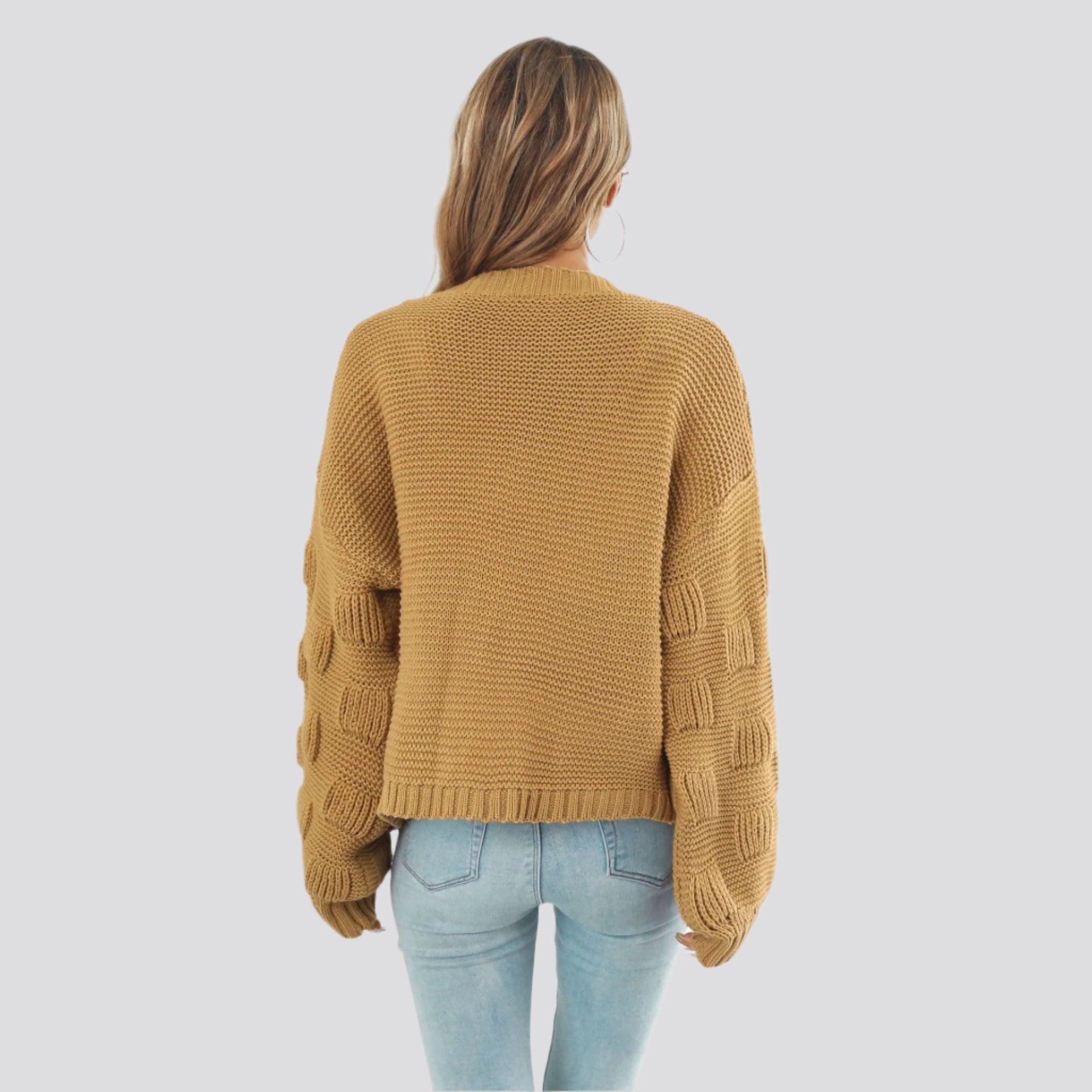 Puff Sleeve Cardigan Sweater Women Clothes Front Chunky Knitwear Coat