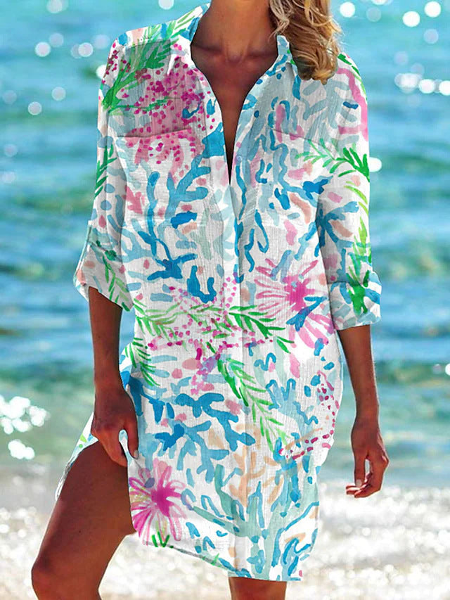 New Crepe Pocket Hidden Hook Beach Cover-up Bikini Shirt Swimsuit Cardigan