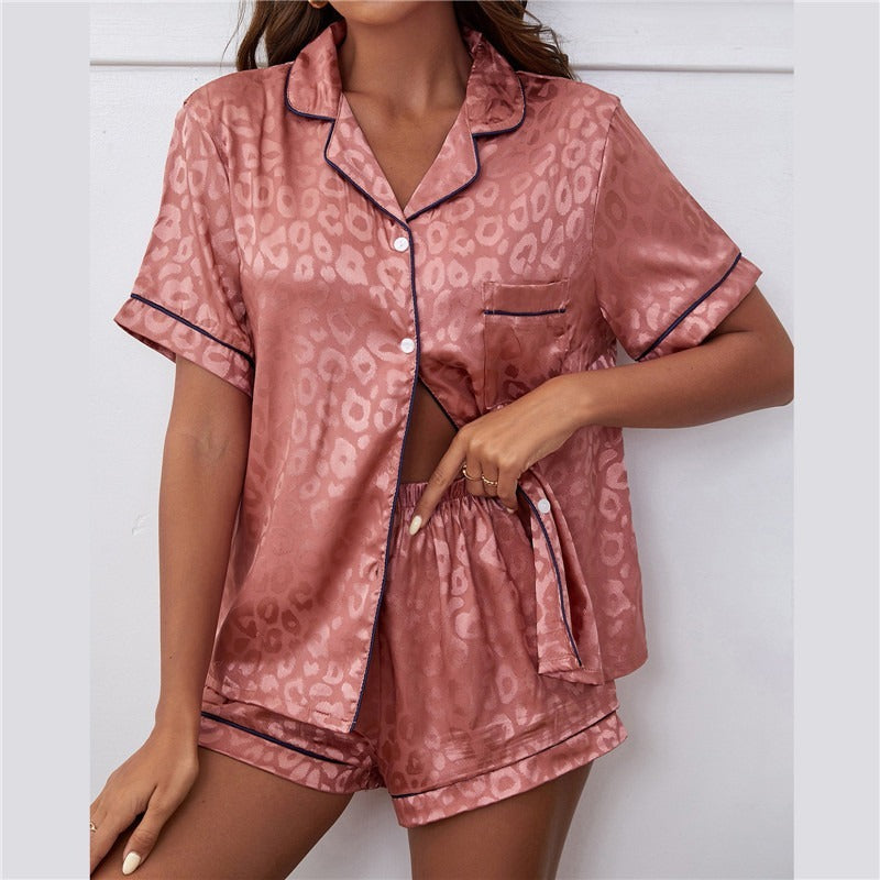 Women's Summer Short Sleeve Silk Pajamas