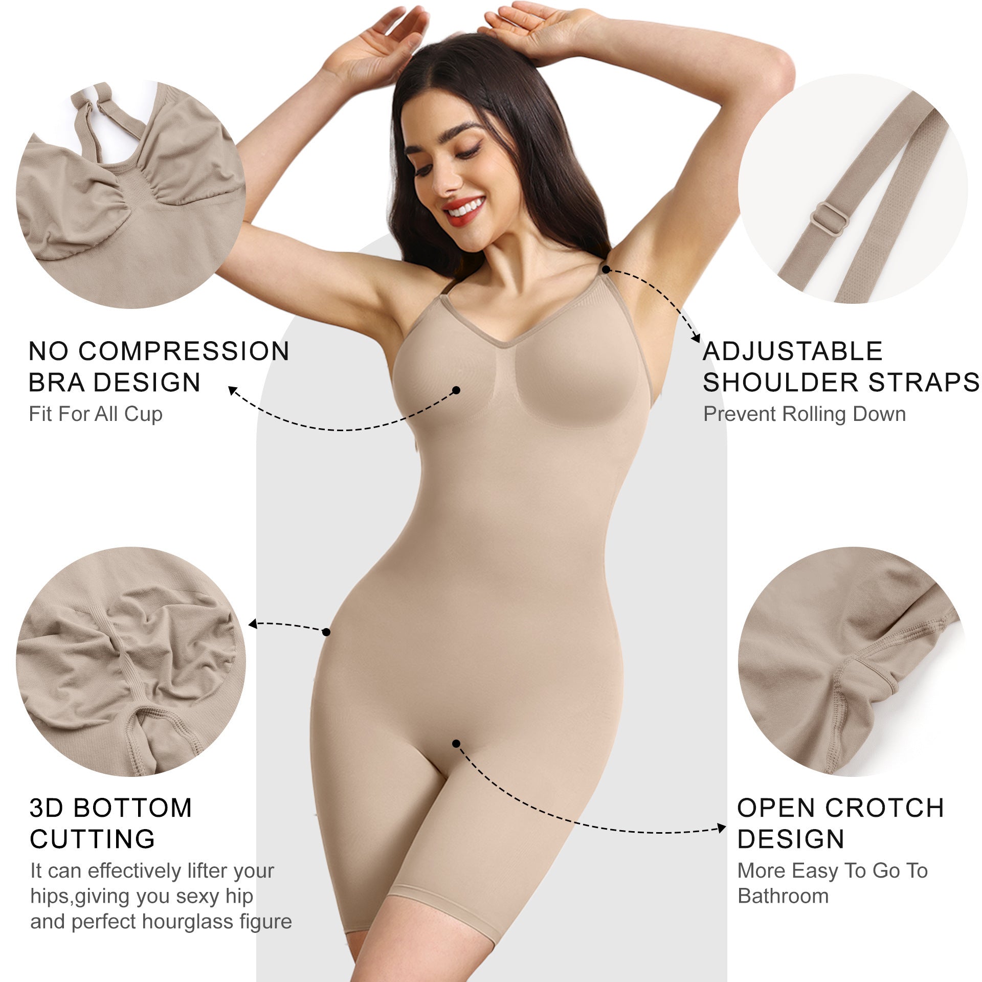 Women's Bodybuilding Shapewear Hip Lifting And Waist-slimming Open-end One-piece Underwear