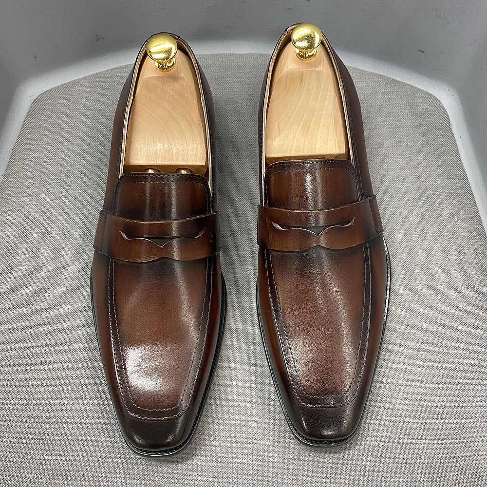 Classic Italian Style Loafers Leather Business Dress Shoes