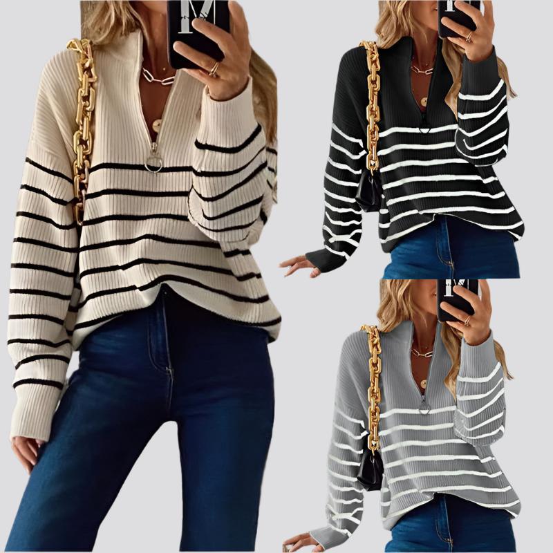 Fashion New Striped Color Matching Bottoming Top