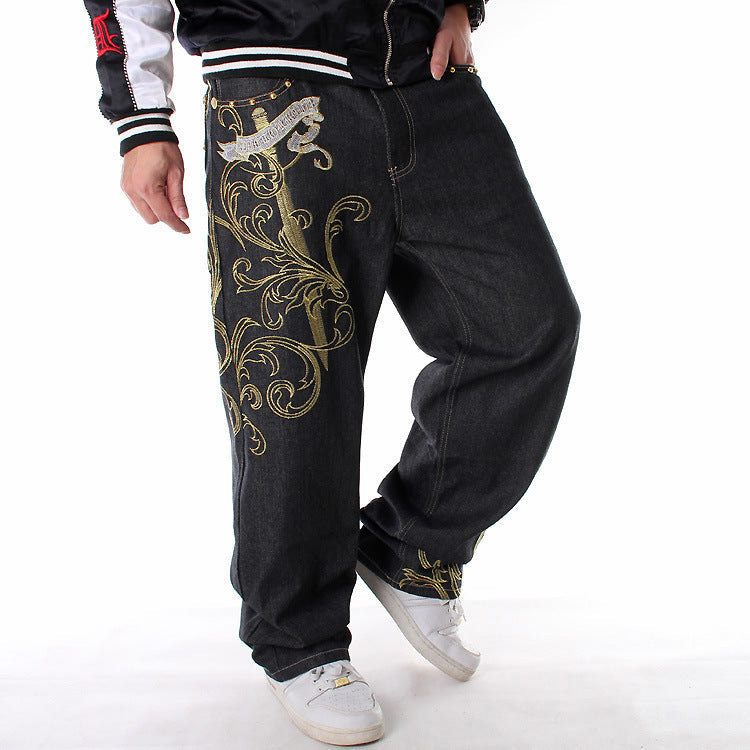 Creative Embroidery Hip Hop Jeans Male