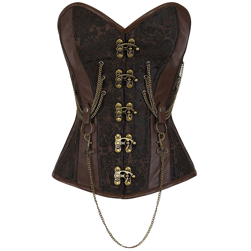 Fashion Retro Steampunk Chain Front And Back Closed Shapewear Vest