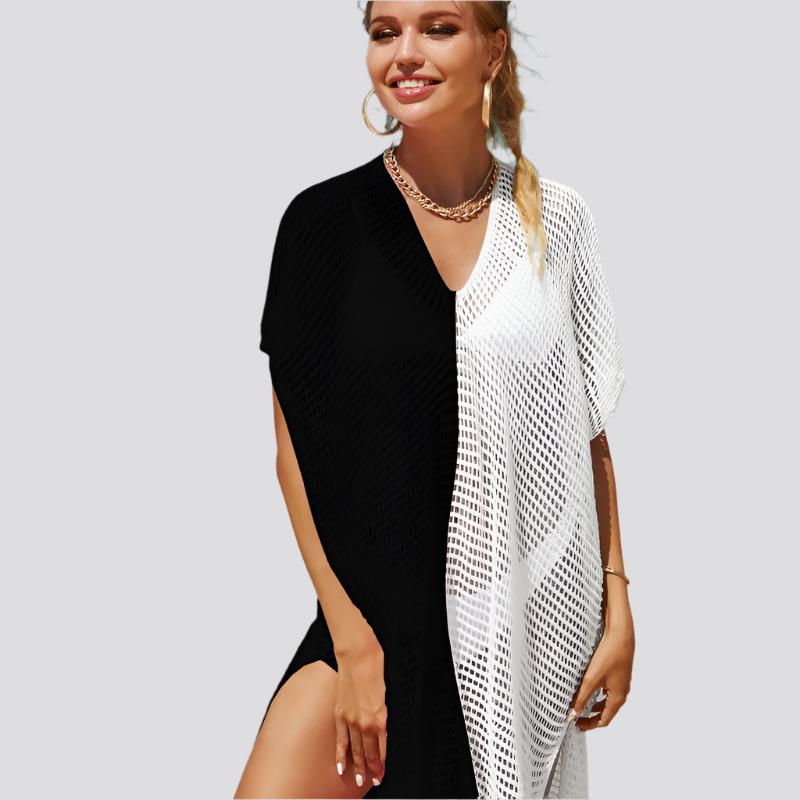 Beach Hollow Out Tops Cover-Up Knit Bikini Over-Blouse