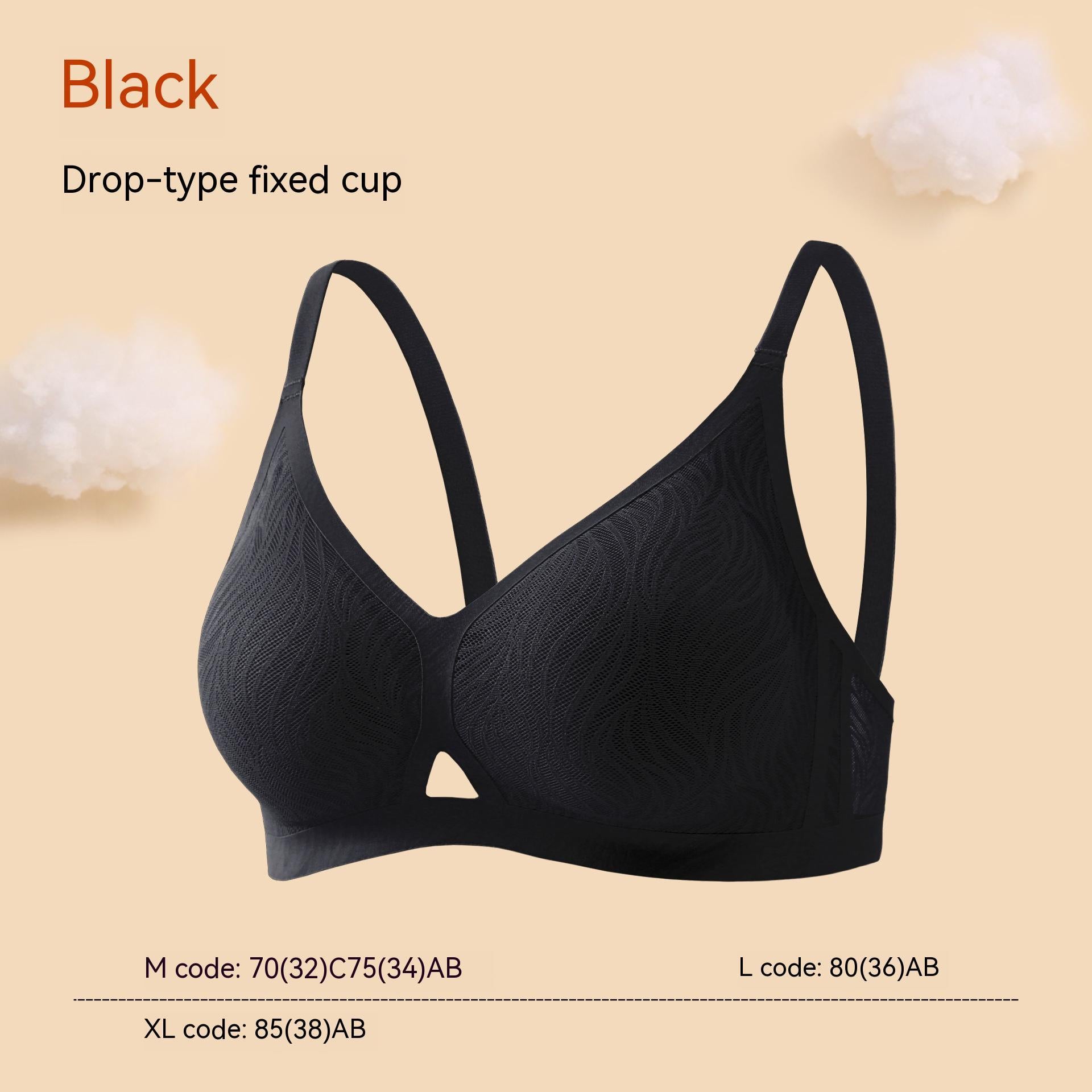 Small Flame Mesh Stitching Fit Water Drop Cup Bra Seamless Upper Support Chest