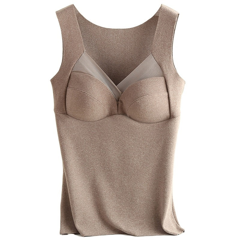 New De Rong Thermal Integrated Tank Top Wearless Bra