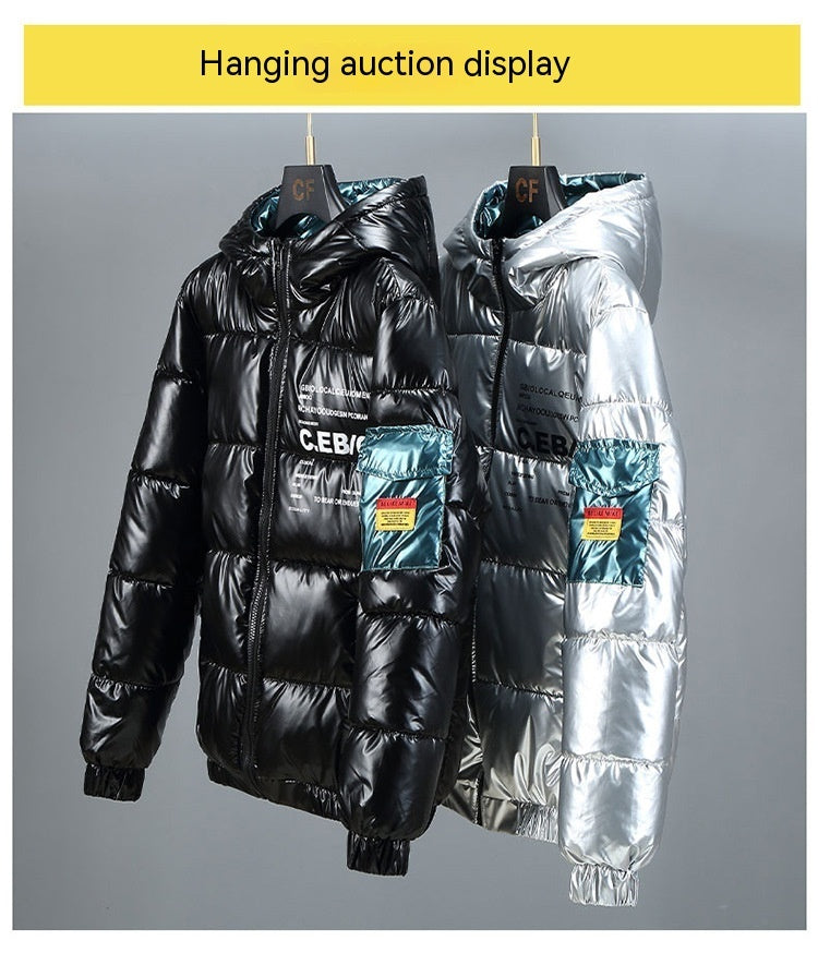 Winter Down Thick Bright Leather Cotton-padded Jacket