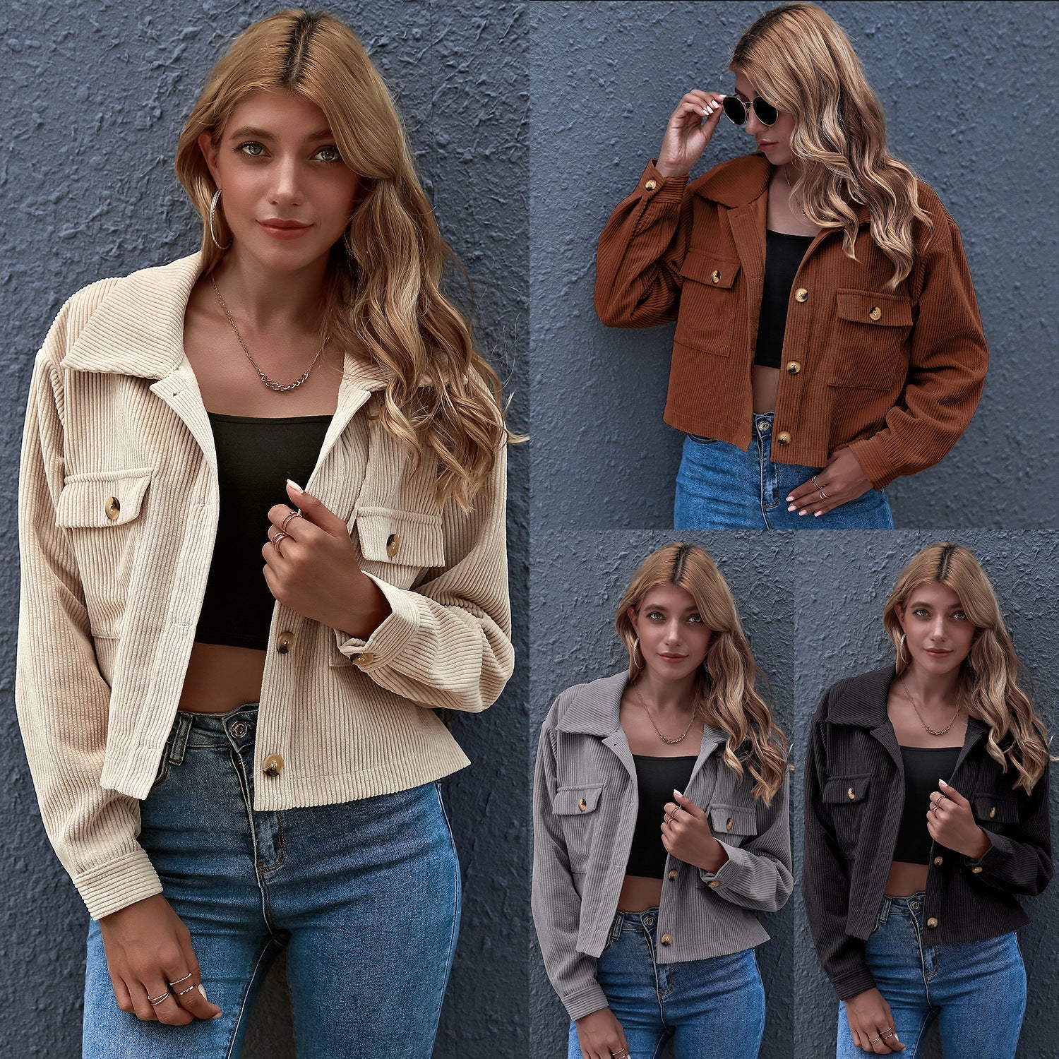 New European And American Fashion Corduroy Shirt Jackets In Stock Women's Clothing